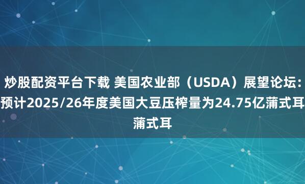 炒股配资平台下载 美国农业部（USDA）展望论坛：预计2025/26年度美国大豆压榨量为24.75亿蒲式耳